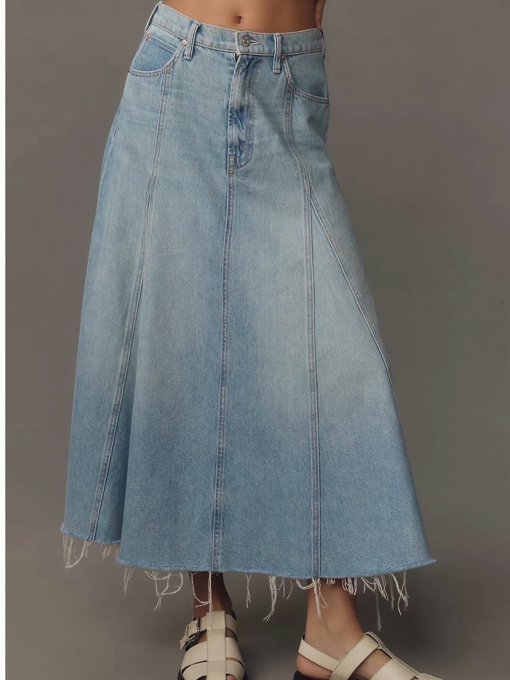 Mother The Full Swing Denim Midi Skirt Size S I’m With The Band